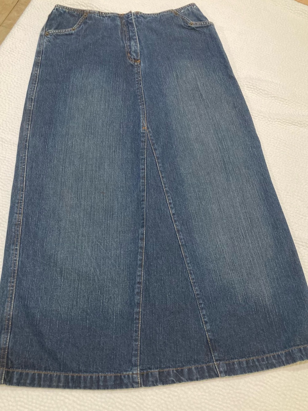 Faded Glory Blue Denim Maxi Skirt with 32 inch waist